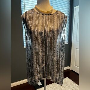 PAIGE Black Blouse with Sheer Design Silk in EUC. Size M